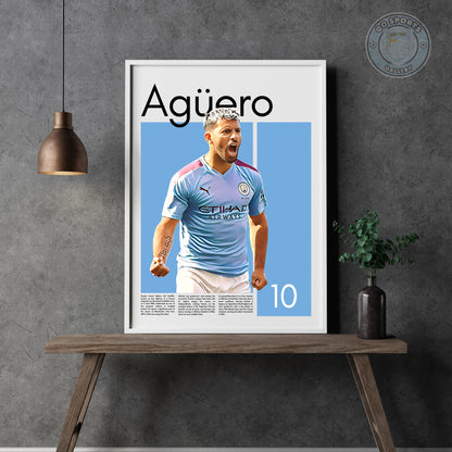 Sergio Agüero Wall Art – Digital Download | Instant Printable Sports Art