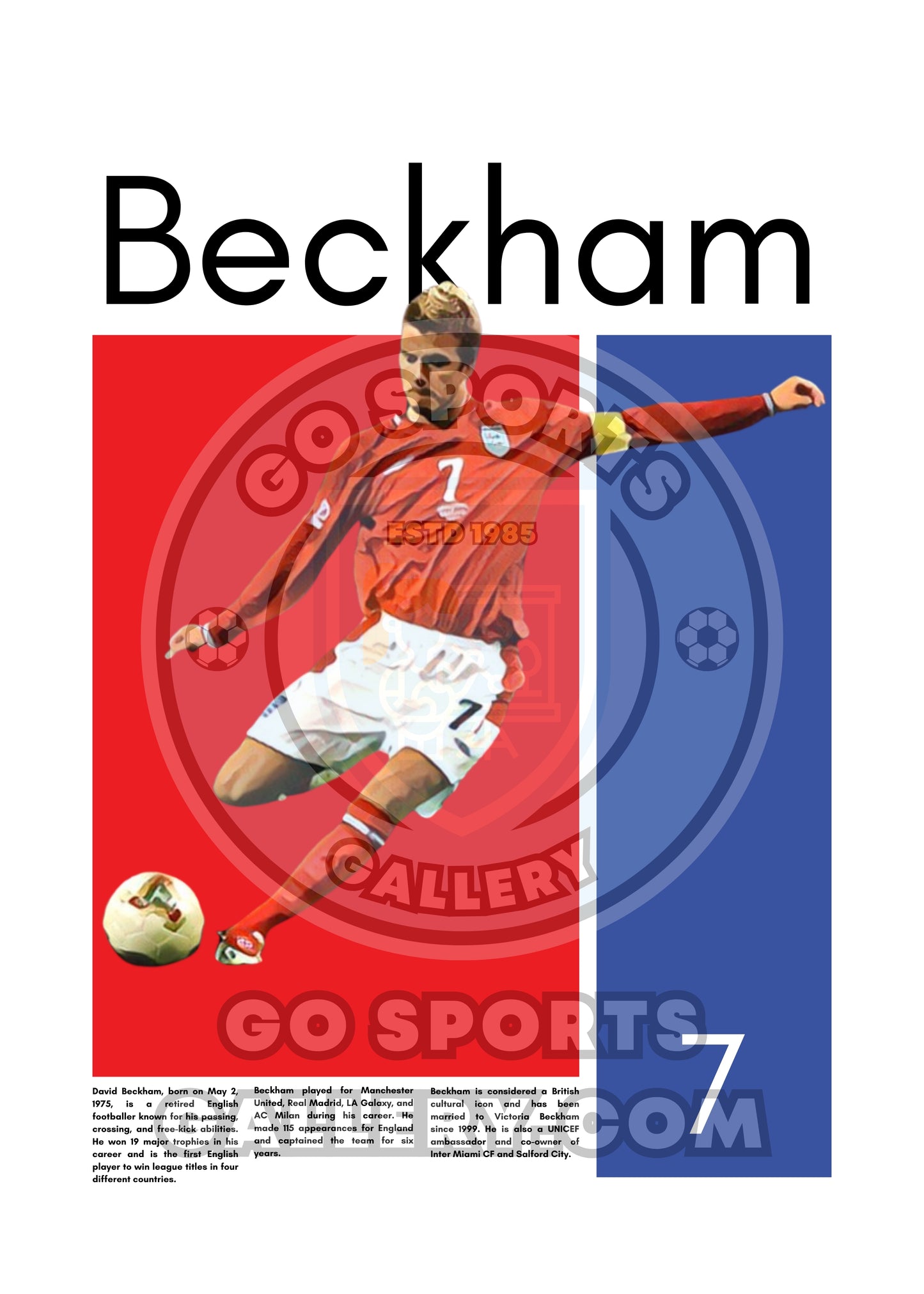 David Beckham Wall Art – Digital Download | Instant Printable Football Art