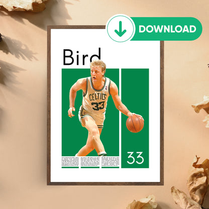 Larry Bird Wall Art – Digital Download | Instant Printable Sports Art