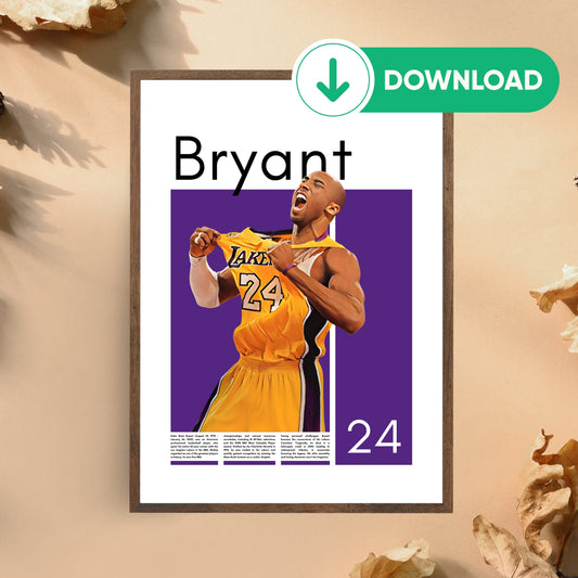 Kobe Bryant Wall Art – Digital Download | Instant Printable Sports Art