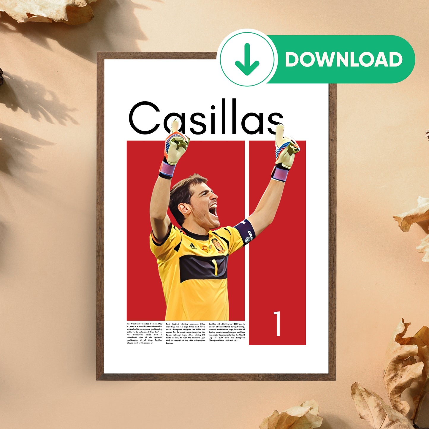 Iker Casillas Wall Art – Digital Download | Instant Printable Sports Art