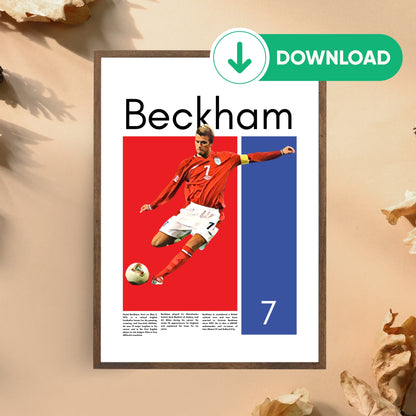 David Beckham Wall Art – Digital Download | Instant Printable Football Art