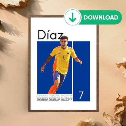 Luis Diaz Wall Art – Digital Download | Instant Printable Sports Art