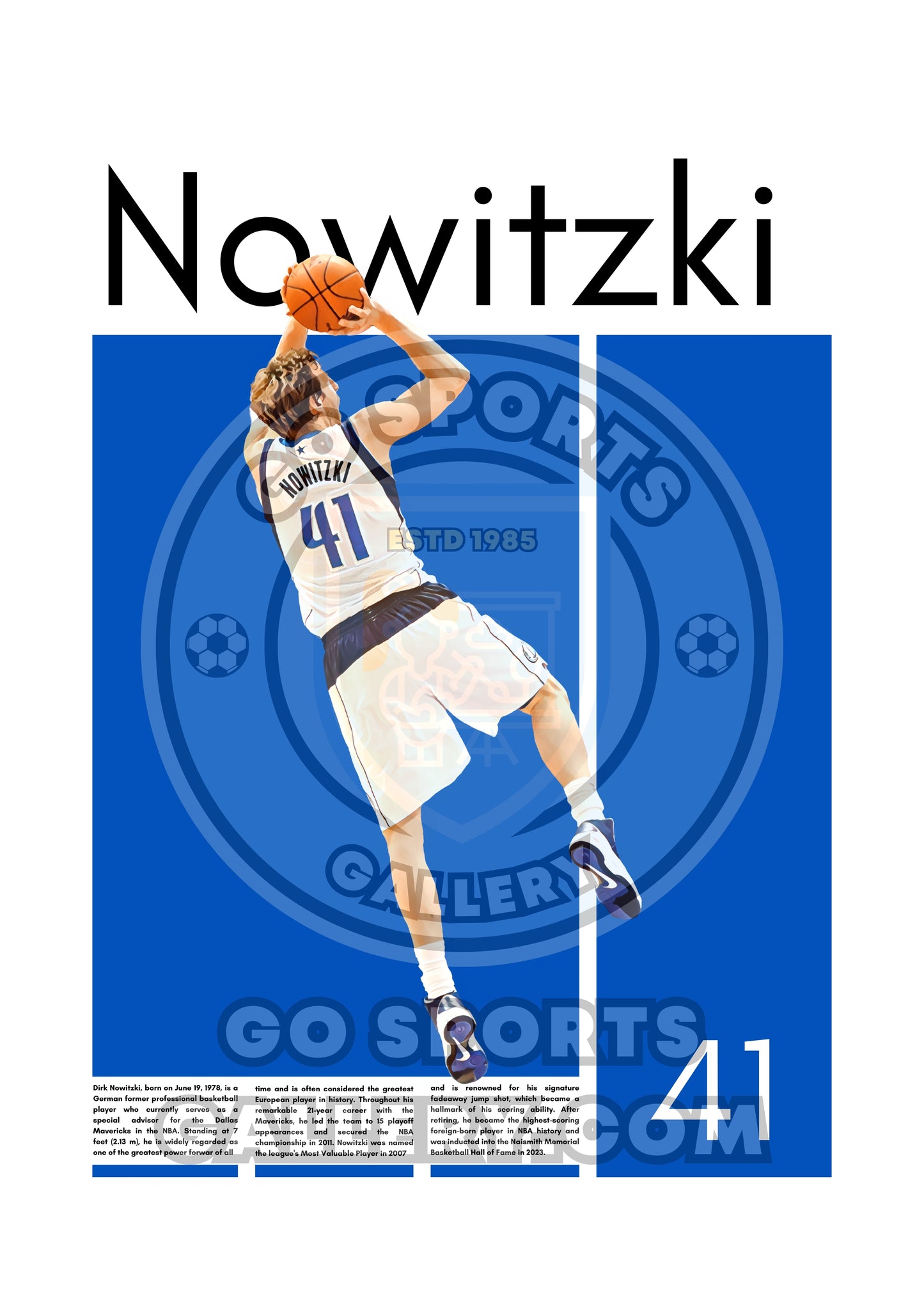 Dirk Nowitzki Dallas Mavericks – High-Quality Basketball Print for Home Decor