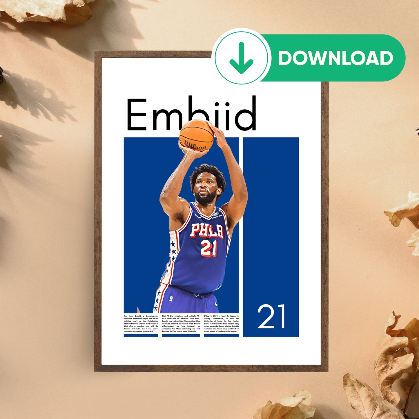 Joel Embiid Wall Art – Digital Download | Instant Printable Sports Art