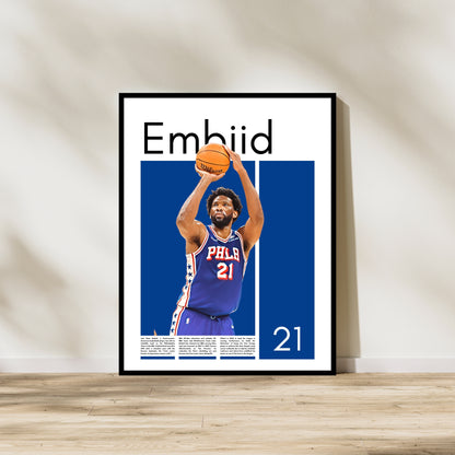 Joel Embiid Philadelphia 76ers – High-Quality Basketball Print for Home Decor