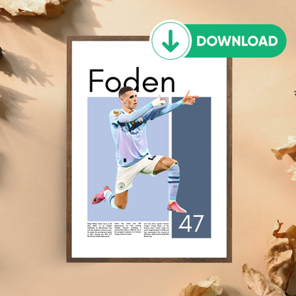 Phil Foden Wall Art – Digital Download | Instant Printable Football Art