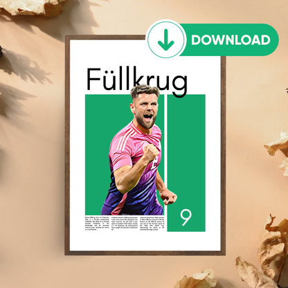 Niclas Füllkrug Wall Art – Digital Download | Instant Printable Sports Art