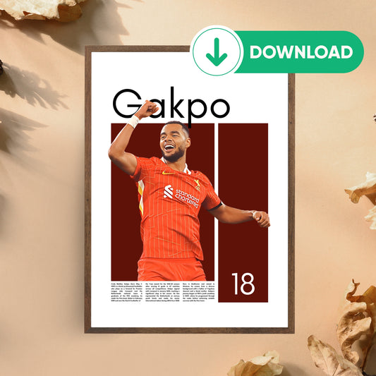 Cody Gakpo Wall Art – Digital Download | Instant Printable Sports Art