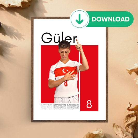 Arda Güler Wall Art – Digital Download | Instant Printable Sports Art