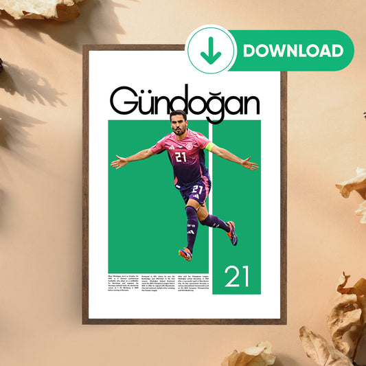 Ilkay Gündogan Wall Art – Digital Download | Instant Printable Sports Art