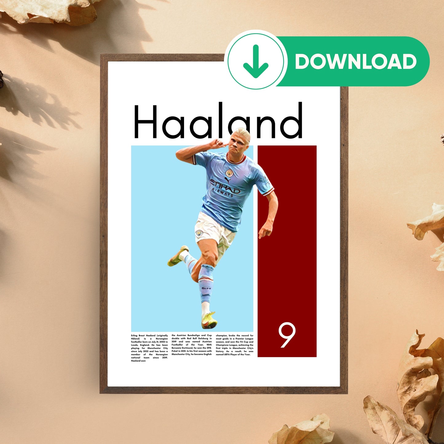 Erling Haaland Wall Art – Digital Download | Instant Printable Football Art