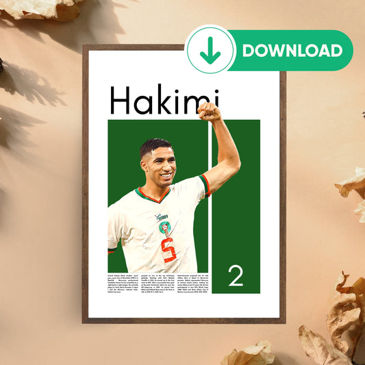 Achraf Hakimi Wall Art – Digital Download | Instant Printable Sports Art