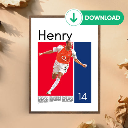 Thierry Henry Wall Art – Digital Download | Instant Printable Football Art