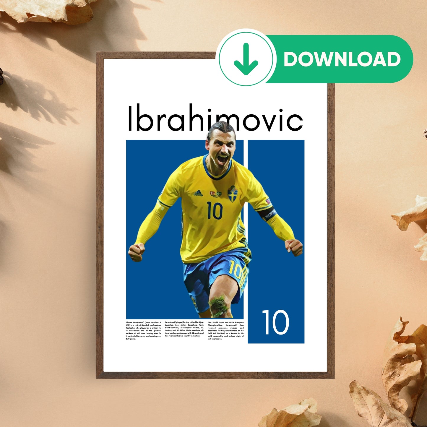 Zlatan Ibrahimovic Wall Art – Digital Download | Instant Printable Sports Art