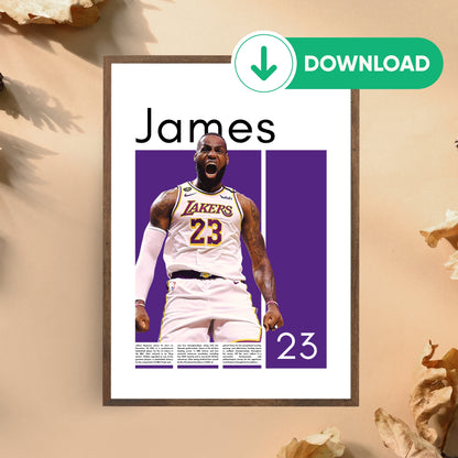 LeBron James Wall Art – Digital Download | Instant Printable Sports Art