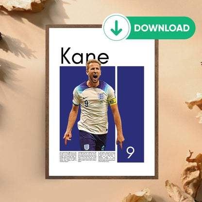 Harry Kane Wall Art – Digital Download | Instant Printable Sports Art