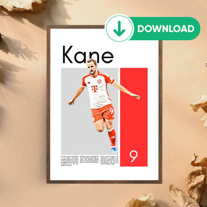 Harry Kane Wall Art – Digital Download | Instant Printable Football Art