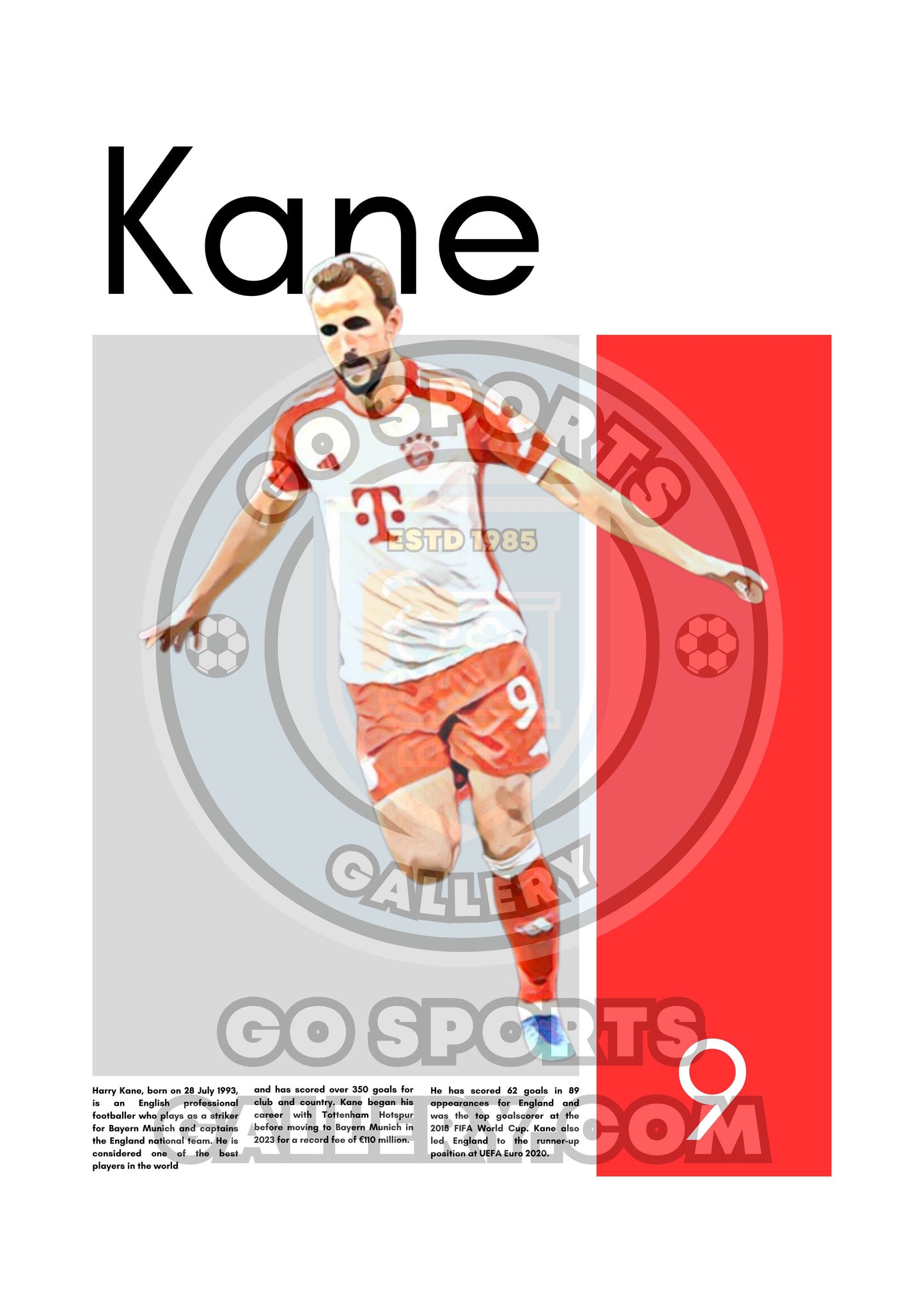 Harry Kane Wall Art – Digital Download | Instant Printable Football Art