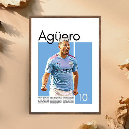 Sergio Agüero Manchester City – High-Quality Football Print for Home Decor