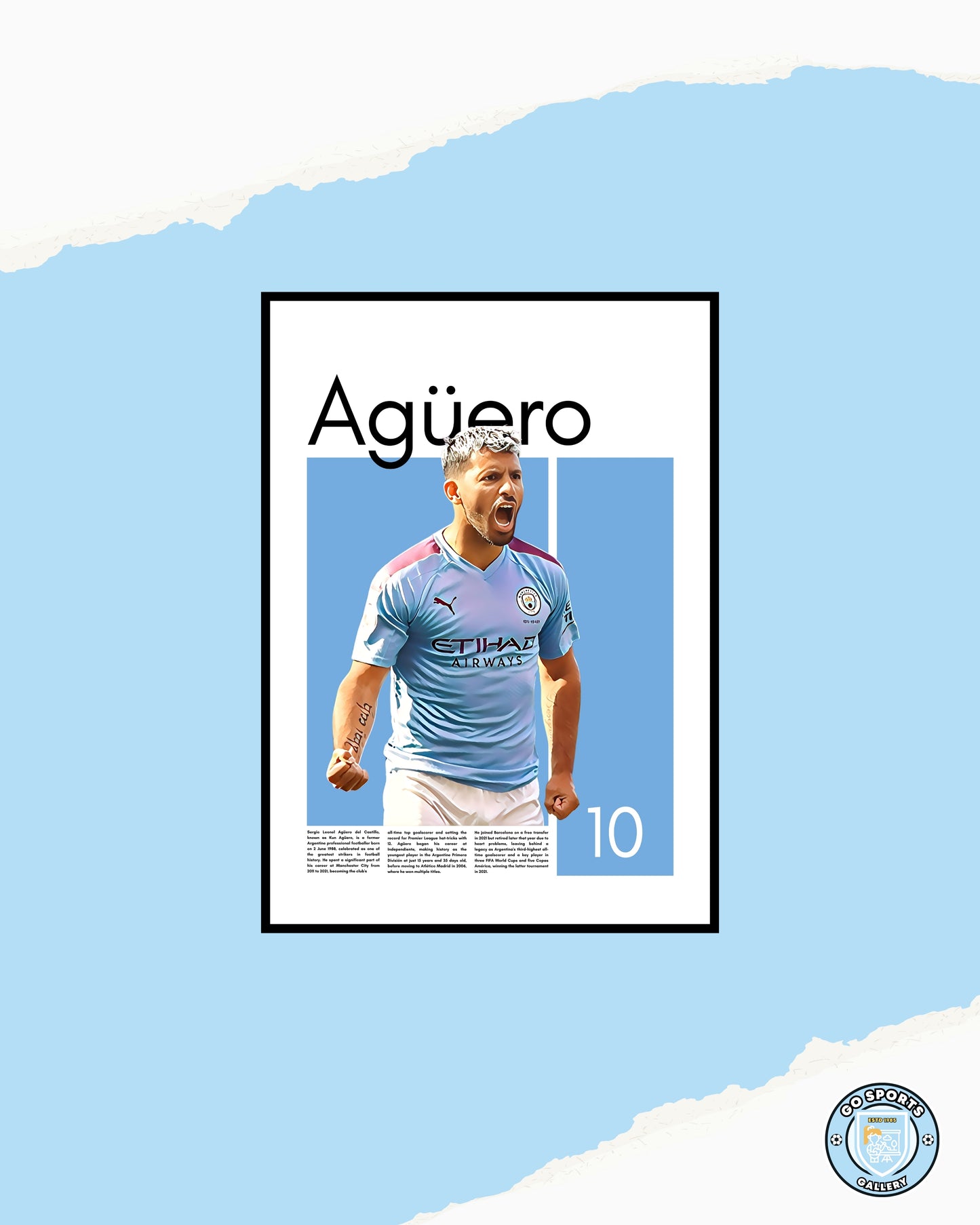 Sergio Agüero Wall Art – Digital Download | Instant Printable Sports Art