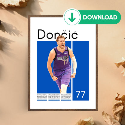 Luka Doncic Wall Art – Digital Download | Instant Printable Sports Art