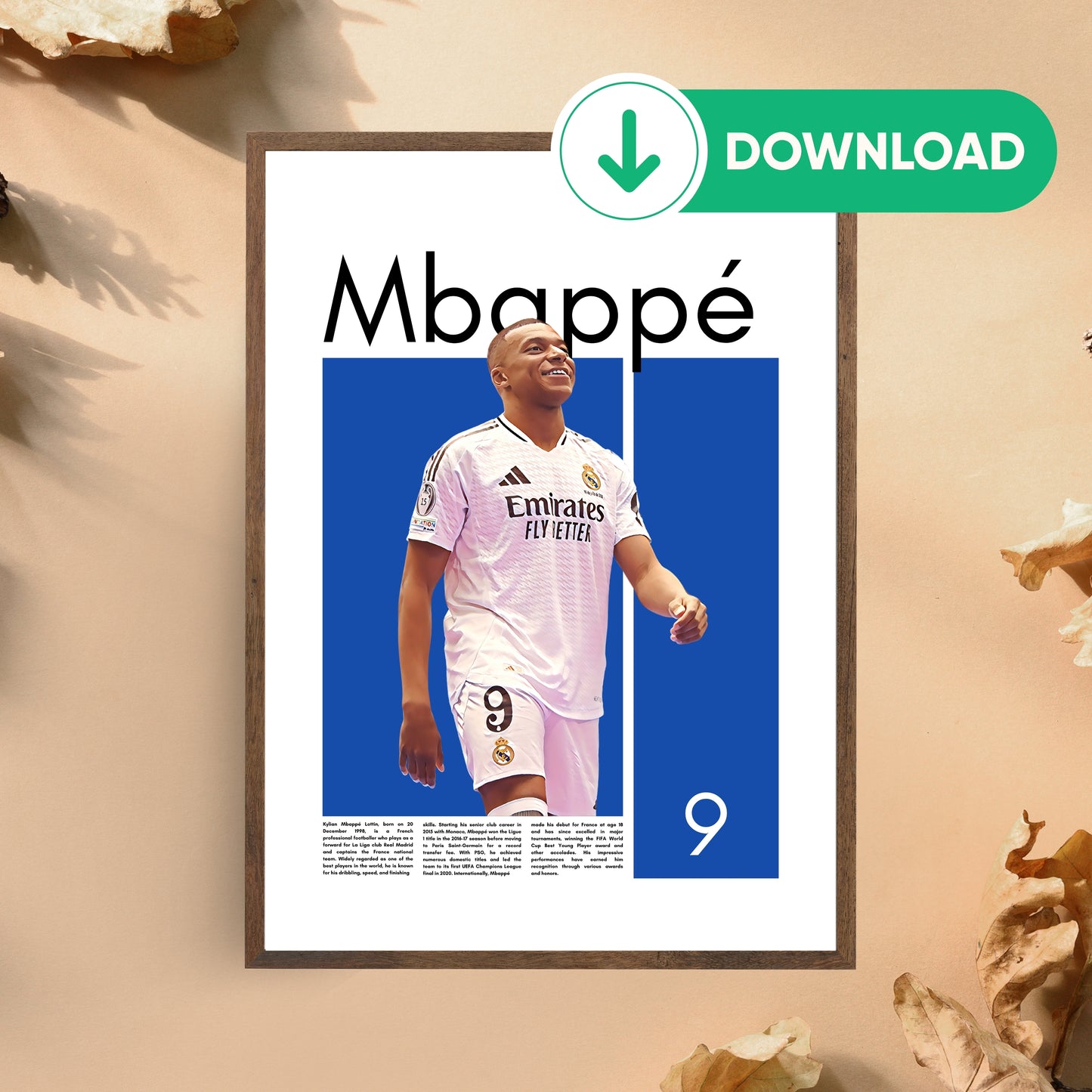 Kylian Mbappe Wall Art – Digital Download | Instant Printable Sports Art