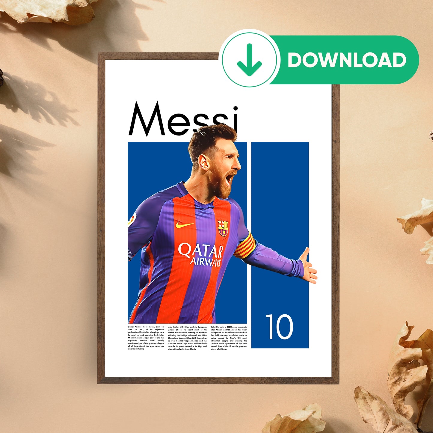 Lionel Messi Wall Art – Digital Download | Instant Printable Sports Art