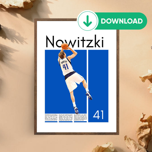 Dirk Nowitzki Wall Art – Digital Download | Instant Printable Sports Art