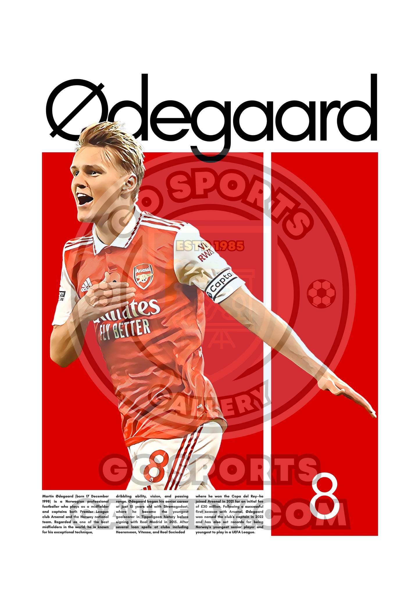 Martin Odegaard FC Arsenal Wall Art – High-Quality Football Print for Home Decor