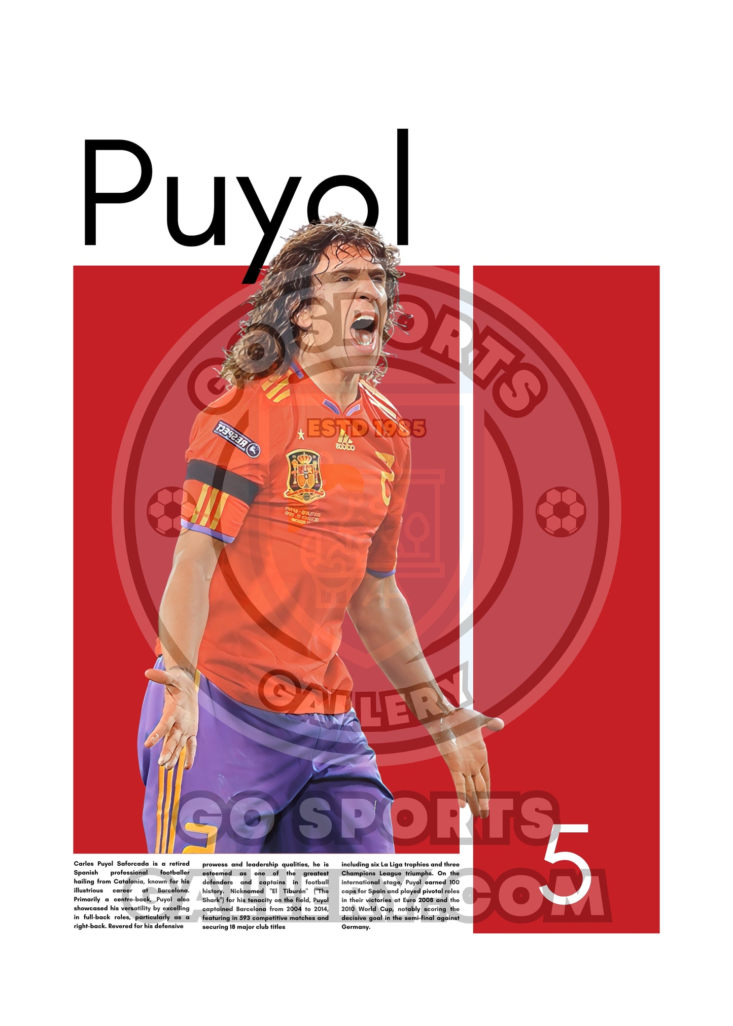 Carles Puyol Spain - Framed/Printed