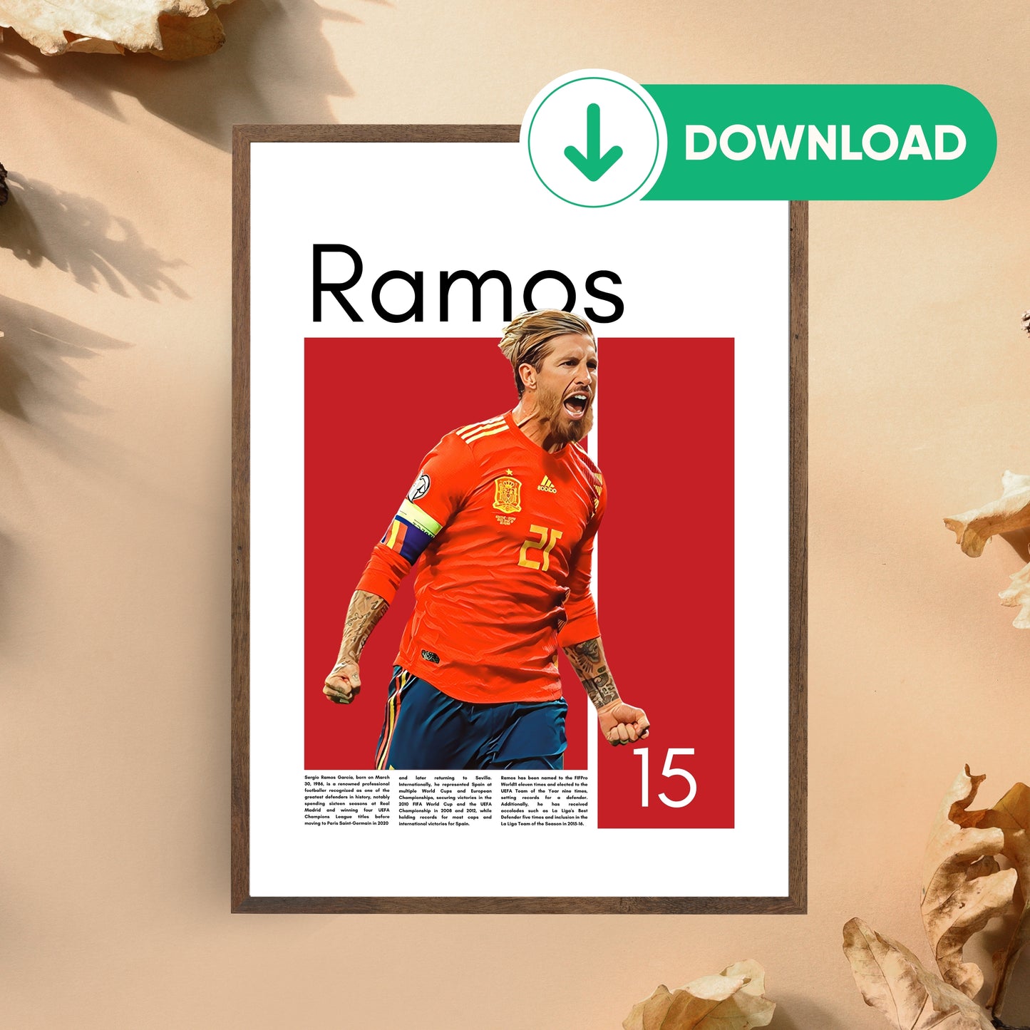 Sergio Ramos Wall Art – Digital Download | Instant Printable Sports Art