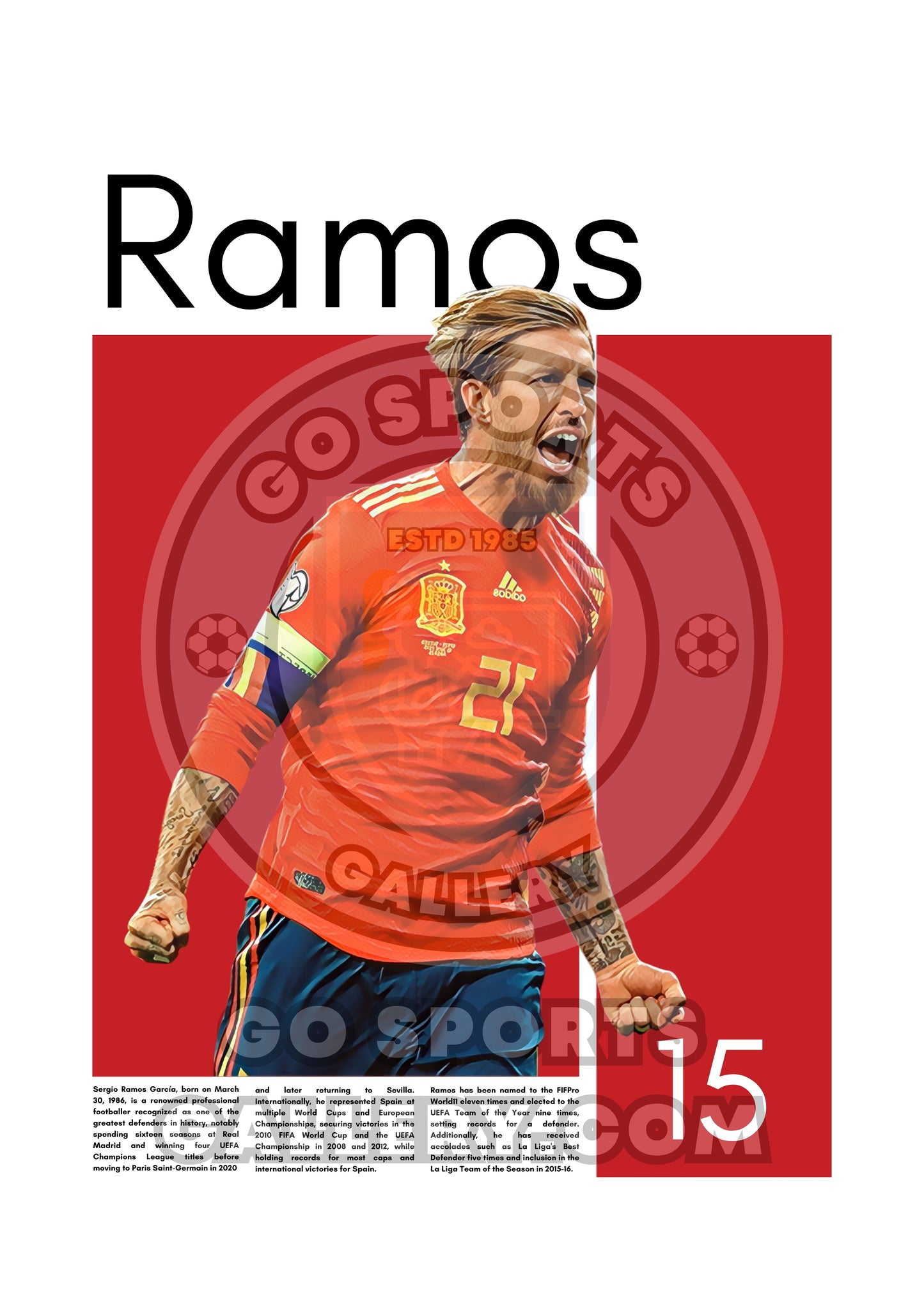 Sergio Ramos Wall Art – Digital Download | Instant Printable Sports Art