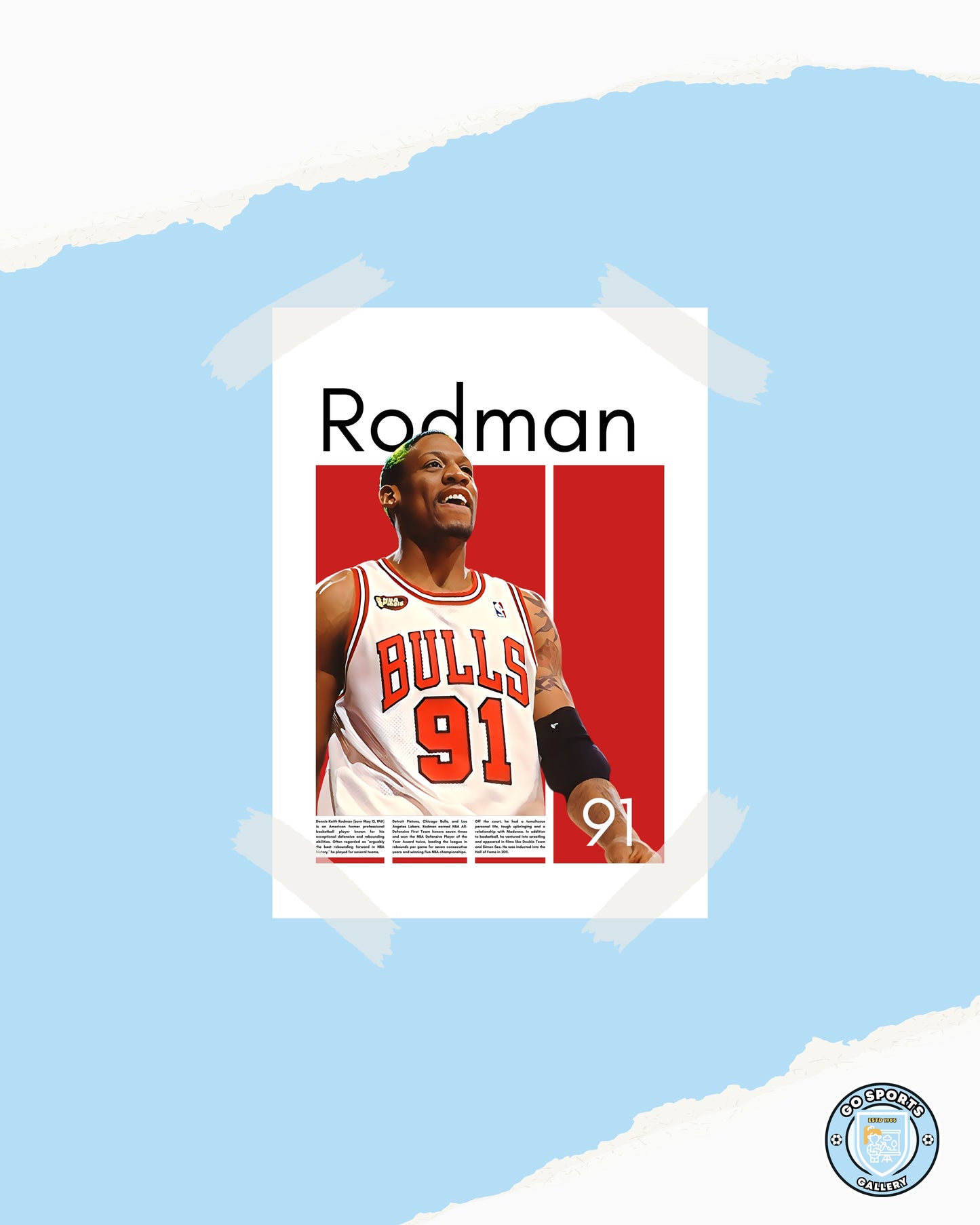 Dennis Rodman Wall Art – Digital Download | Instant Printable Sports Art