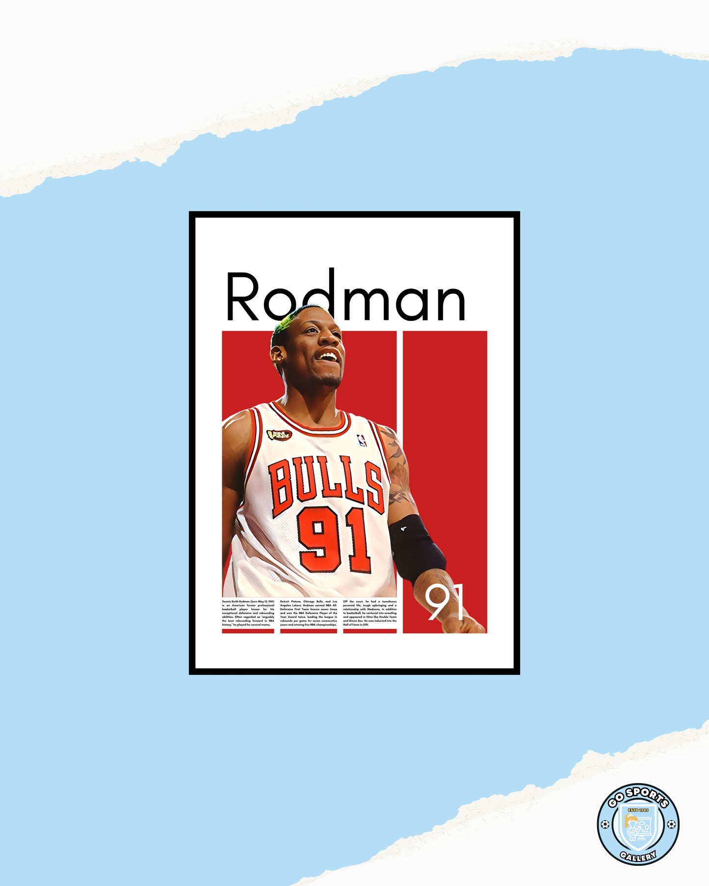 Dennis Rodman Chicago Bulls - Framed/Printed