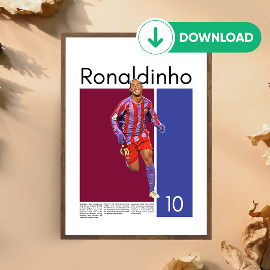 Ronaldinho Wall Art – Digital Download | Instant Printable Football Art