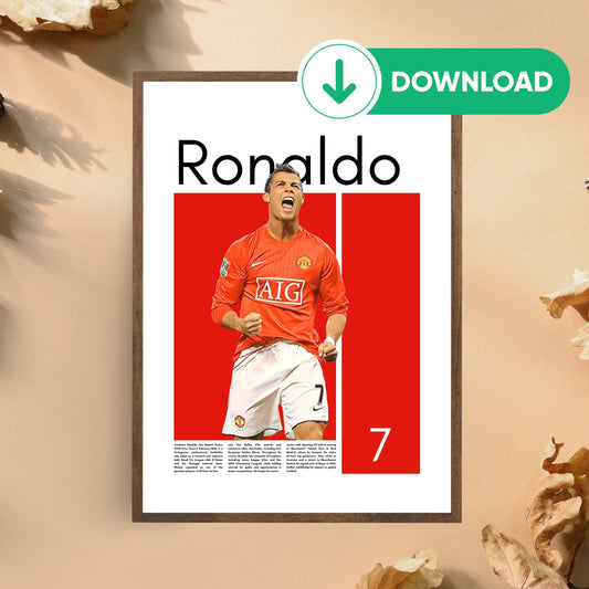 Cristiano Ronaldo Wall Art – Digital Download | Instant Printable Sports Art