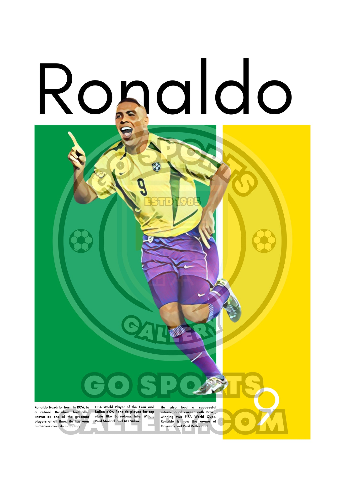 Ronaldo Nazario Wall Art – Digital Download | Instant Printable Football Art