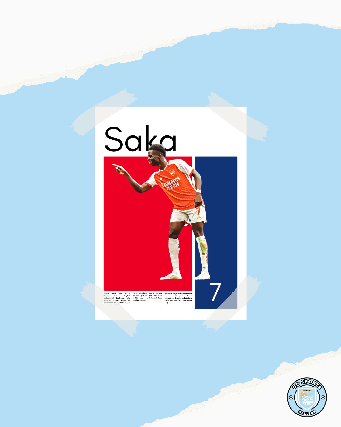 Bukayo Saka Wall Art – Digital Download | Instant Printable Football Art