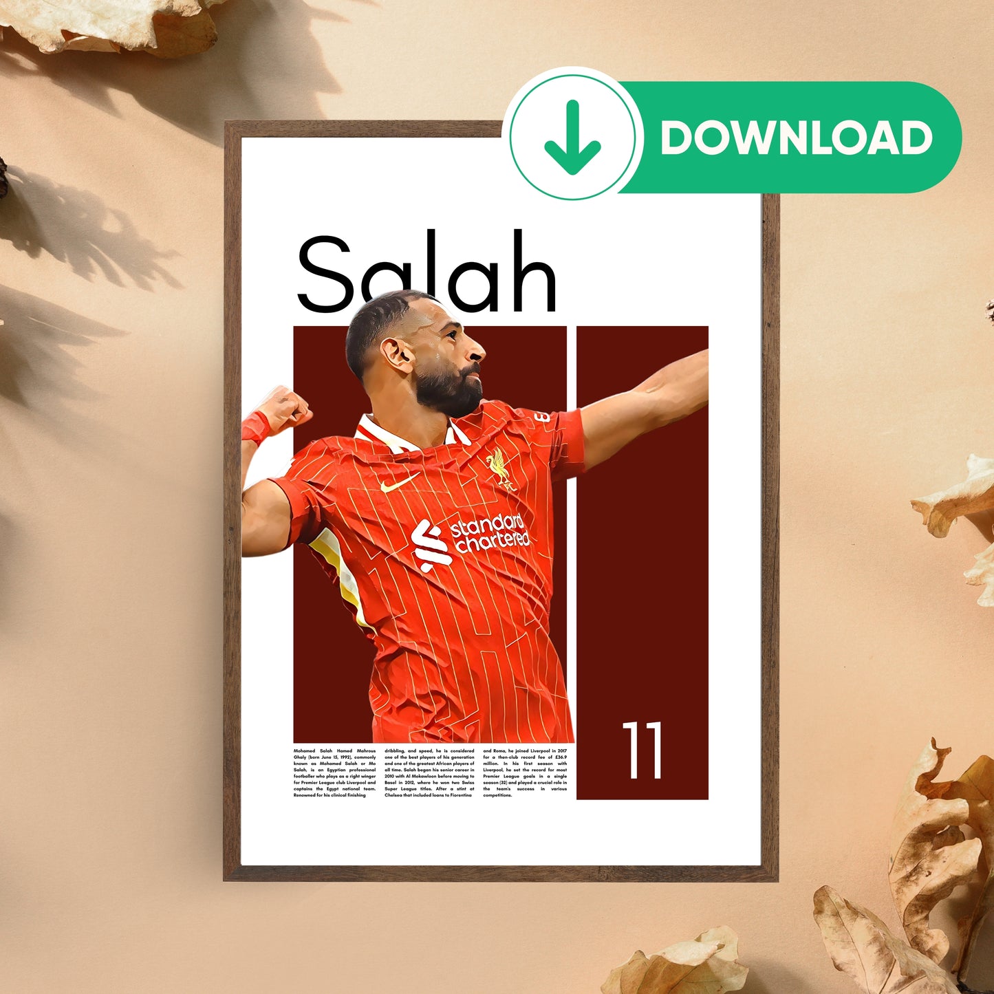 Mohamed Salah Wall Art – Digital Download | Instant Printable Sports Art