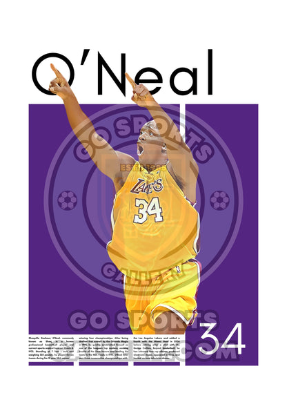 Shaquille O'Neal Los Angeles Lakers - Framed/Printed