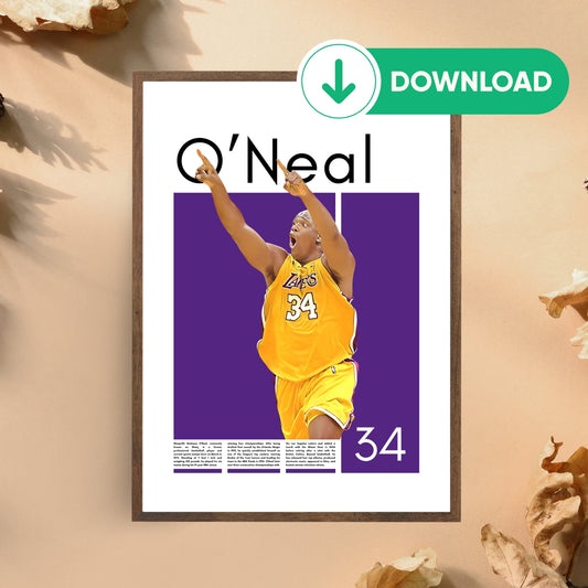 Shaquille O'Niel Wall Art – Digital Download | Instant Printable Sports Art