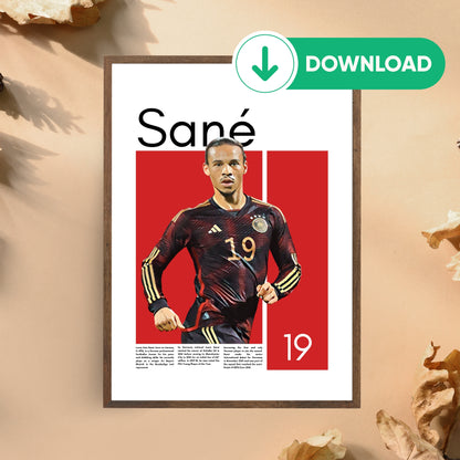 Leroy Sané Wall Art – Digital Download | Instant Printable Sports Art