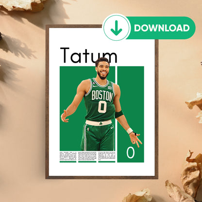 Jayson Tatum Wall Art – Digital Download | Instant Printable Sports Art