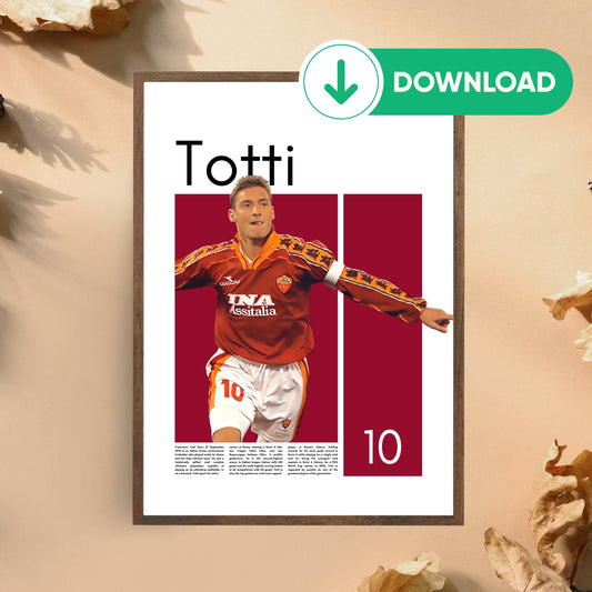 Francesco Totti Wall Art – Digital Download | Instant Printable Sports Art