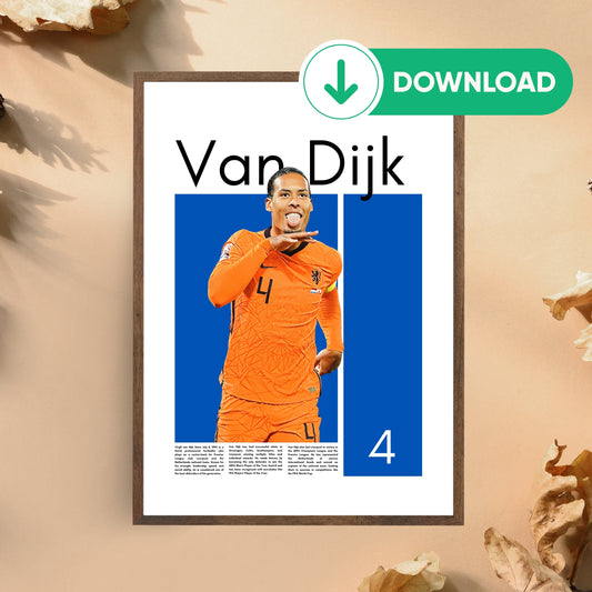 Virgil van Dijk Wall Art – Digital Download | Instant Printable Sports Art