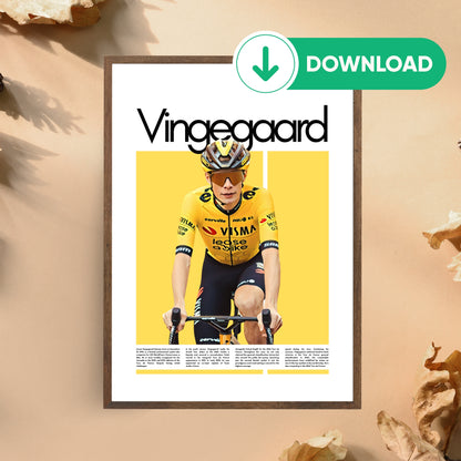 Jonas Vingegaard Wall Art – Digital Download | Instant Printable Sports Art