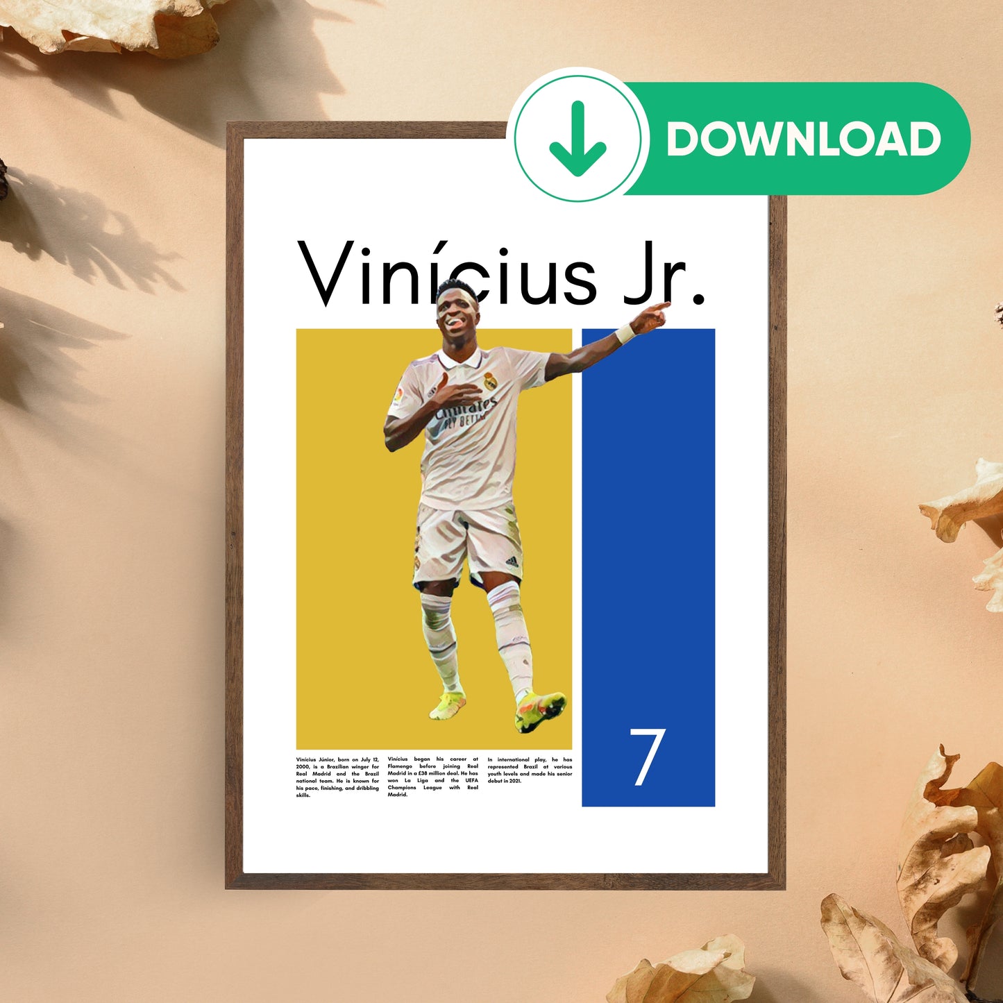 Vinicius Junior Wall Art – Digital Download | Instant Printable Football Art