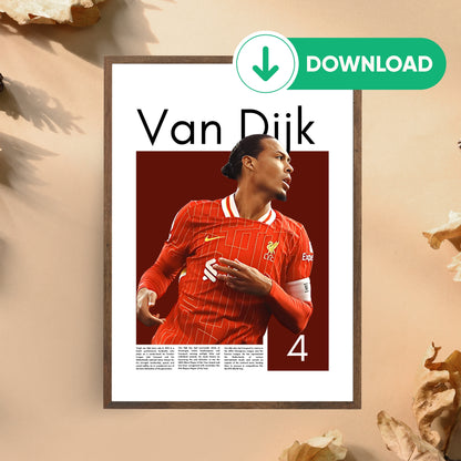 Virgil van Dijk Wall Art – Digital Download | Instant Printable Sports Art