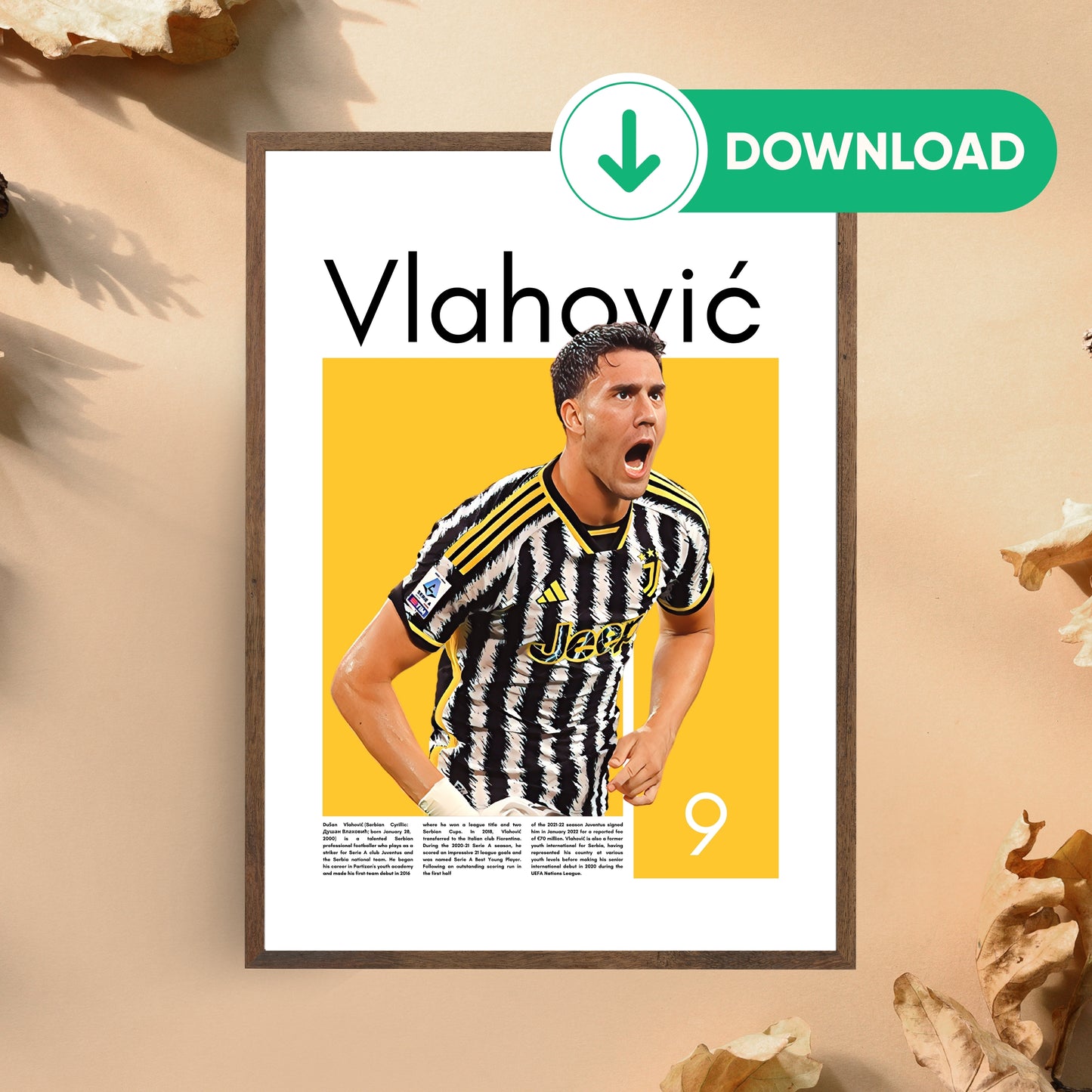 Dusan Vlahovic Wall Art – Digital Download | Instant Printable Football Art